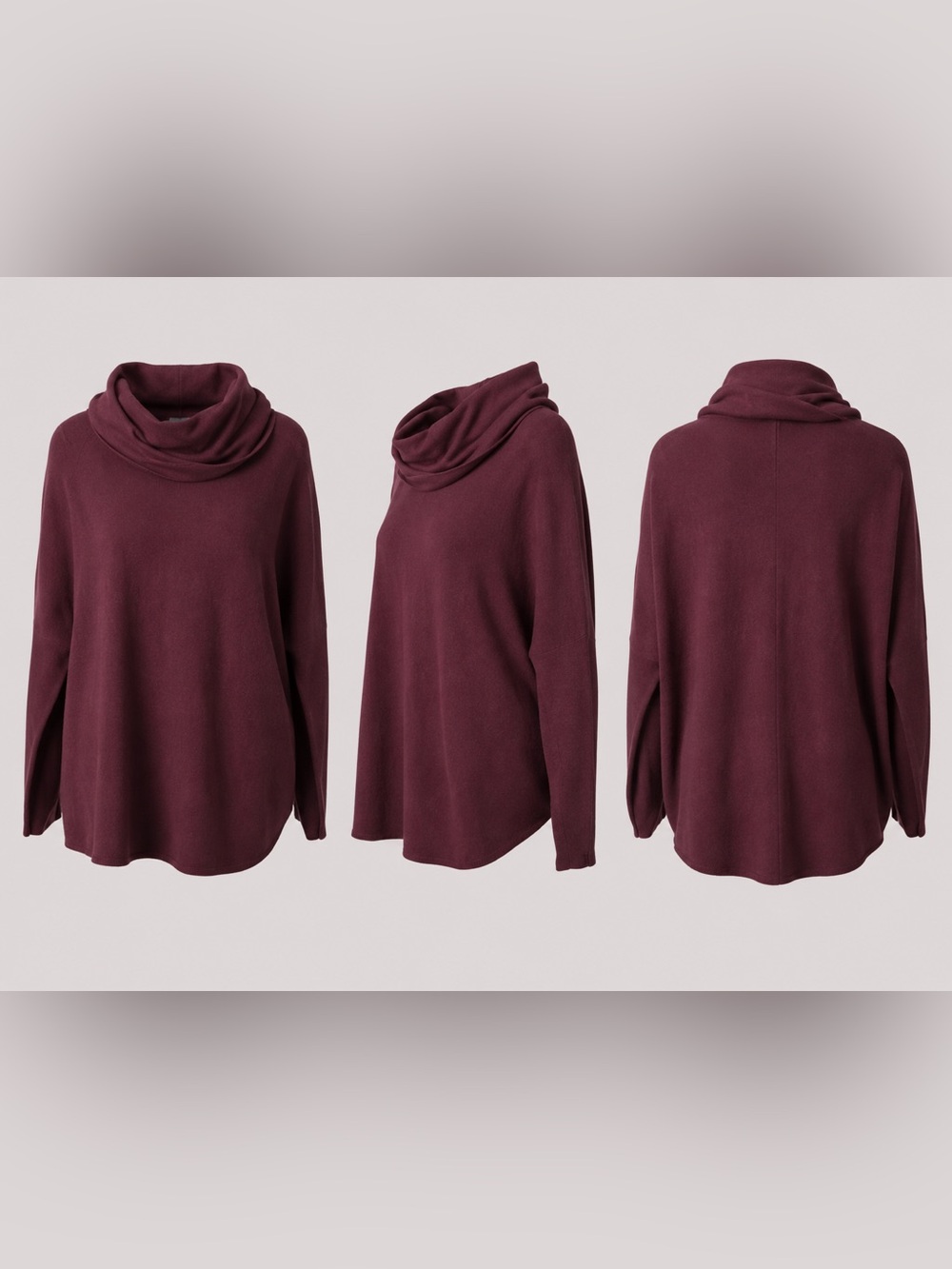 Smartwool Merino Wool Oversized Cowl Neck Sweater Burgundy XS